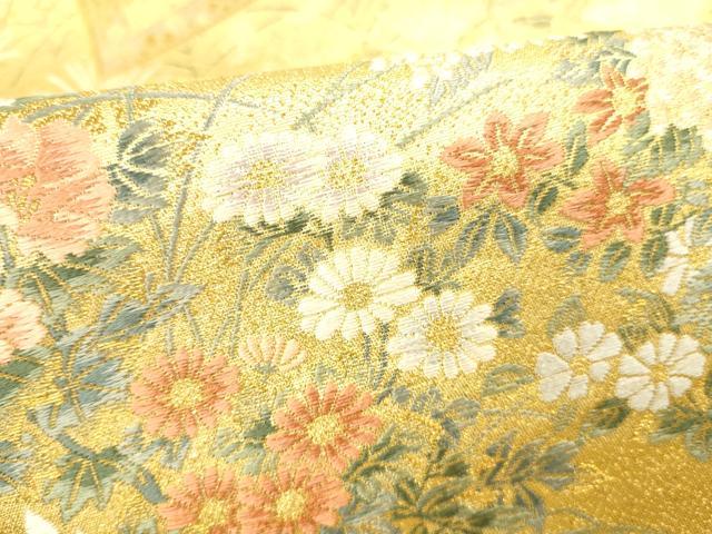 平和屋本店▼六通柄袋帯 唐織 花鳥絵 本金二丁箔 正絹 逸品 DABH0946op