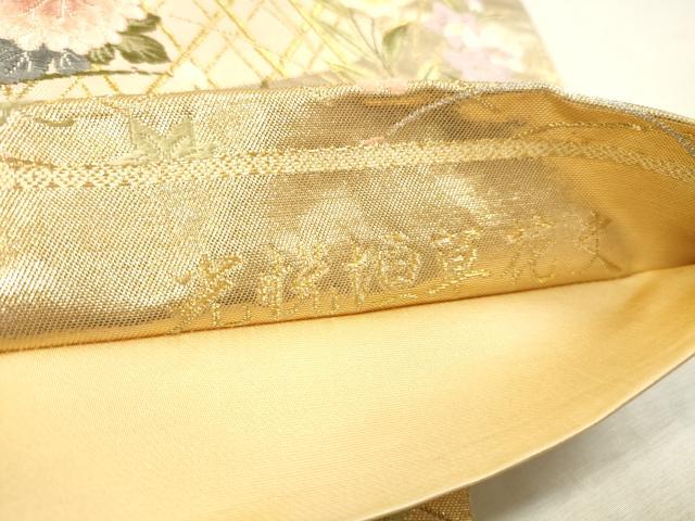 平和屋本店▼六通柄袋帯 唐織 光悦垣草花文 本金箔 正絹 逸品 DABH0952op