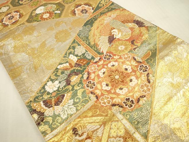 平和屋本店▼六通柄袋帯 唐織 麗華錦 鳳凰舞蝶花文 本金箔 正絹 逸品 DABH0954op