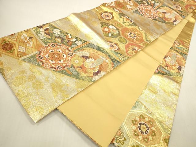 平和屋本店▼六通柄袋帯 唐織 麗華錦 鳳凰舞蝶花文 本金箔 正絹 逸品 DABH0954op