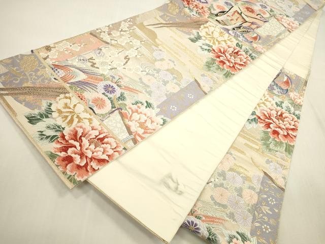 平和屋本店▼六通柄袋帯 唐織 錦鶏御所車 九百錦24K本金箔 正絹 逸品 DABH0957op
