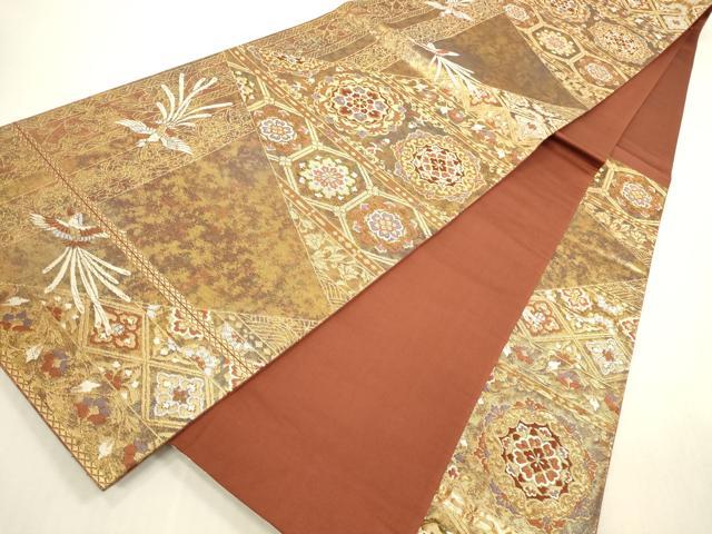 平和屋本店▼六通柄袋帯 唐織 正倉院華文 本金箔 正絹 逸品 DABH0961op