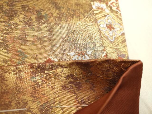 平和屋本店▼六通柄袋帯 唐織 正倉院華文 本金箔 正絹 逸品 DABH0961op