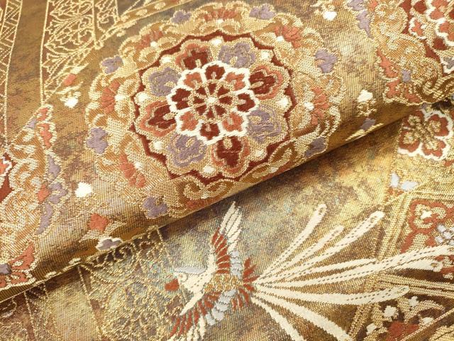 平和屋本店▼六通柄袋帯 唐織 正倉院華文 本金箔 正絹 逸品 DABH0961op