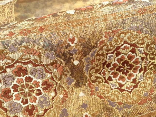 平和屋本店▼六通柄袋帯 唐織 正倉院華文 本金箔 正絹 逸品 DABH0961op