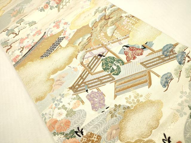 平和屋本店▼六通柄袋帯 唐織 六歌仙絵文 九百錦 本金入 正絹 逸品 DABH0964op