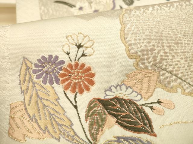 平和屋本店▼六通柄袋帯 唐織 九百錦 雪輪花文 本金箔二重織 正絹 逸品 DABH0974op