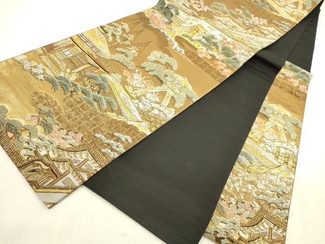 平和屋本店▼六通柄袋帯 唐織 加賀百萬石 本金箔 正絹 逸品 DABH0978op