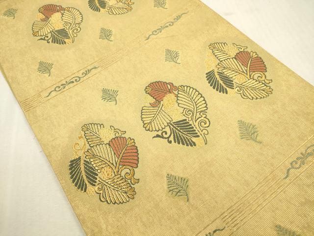 平和屋本店●六通柄袋帯 唐織 若松段紋 本金泥箔 正絹 逸品 DABH0980op