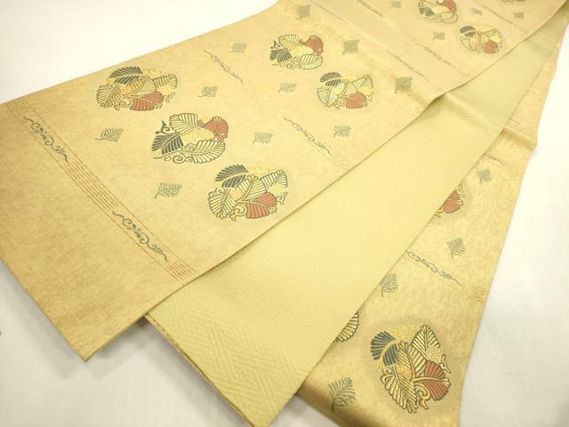 平和屋本店●六通柄袋帯 唐織 若松段紋 本金泥箔 正絹 逸品 DABH0980op