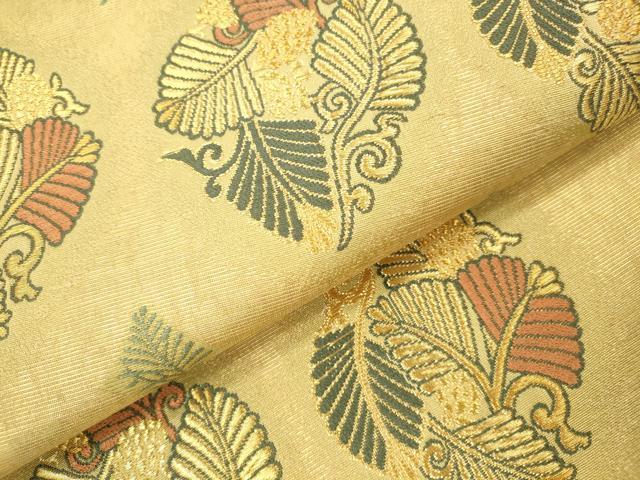 平和屋本店●六通柄袋帯 唐織 若松段紋 本金泥箔 正絹 逸品 DABH0980op