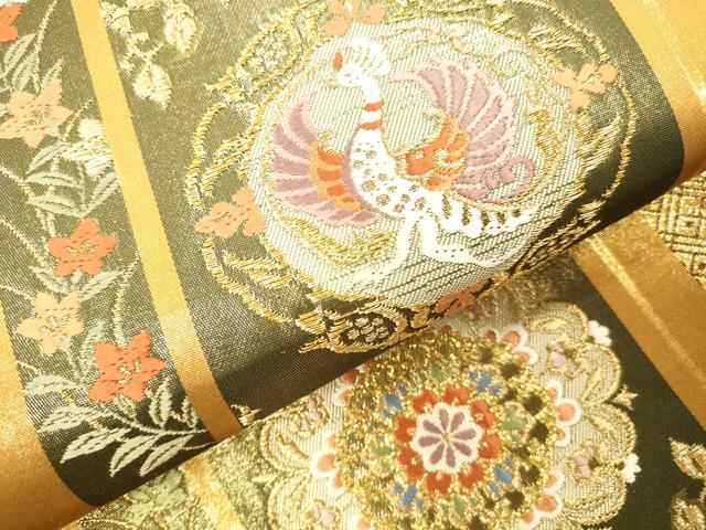 平和屋本店▼六通柄袋帯 唐織 源氏香鳳凰華紋 本金箔 正絹 逸品 DABH0986op