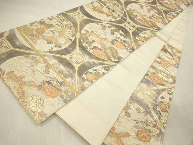平和屋本店▼六通柄袋帯 蜀江花鳥文 純金二重引箔織 正絹 逸品 DABH1000op
