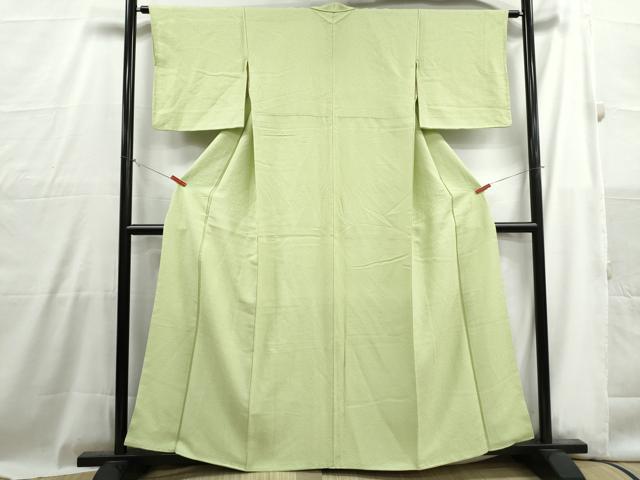 平和屋着物■上質な色無地 霞地紋 若菜色 正絹 逸品 DABH1002qa