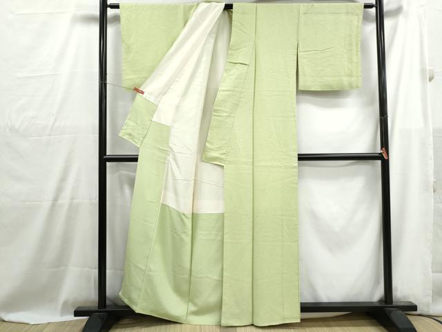平和屋着物■上質な色無地 霞地紋 若菜色 正絹 逸品 DABH1002qa