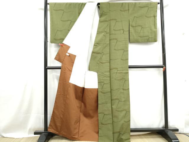 平和屋着物■上質な紬 瓦文様 正絹 逸品 DABH1003qa