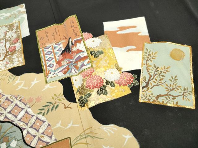 平和屋着物■豪華黒留袖 駒刺繍 百人一首 金銀彩 正絹 逸品 DABH1005qa
