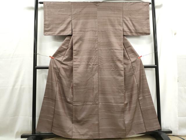 平和屋着物■上質な紬 100亀甲 横段文 正絹 逸品 DABH1006qa