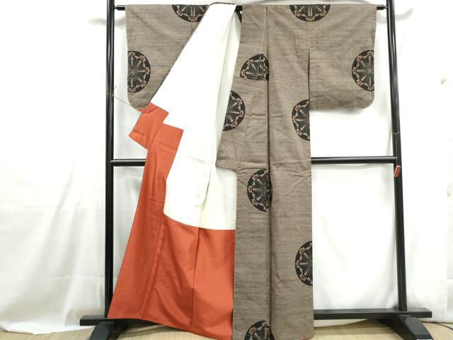 平和屋着物■上質な紬 源氏車文 正絹 逸品 DABH1011qa