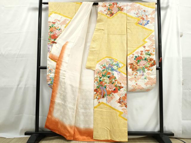 平和屋着物■豪華振袖 駒刺繍 絞り 花筏文 牡丹 金彩 正絹 逸品 DABH1014qa