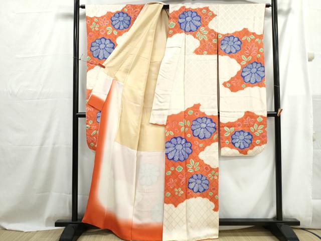平和屋着物■豪華振袖 絞り 雲取り花文 正絹 逸品 DABH1023qa
