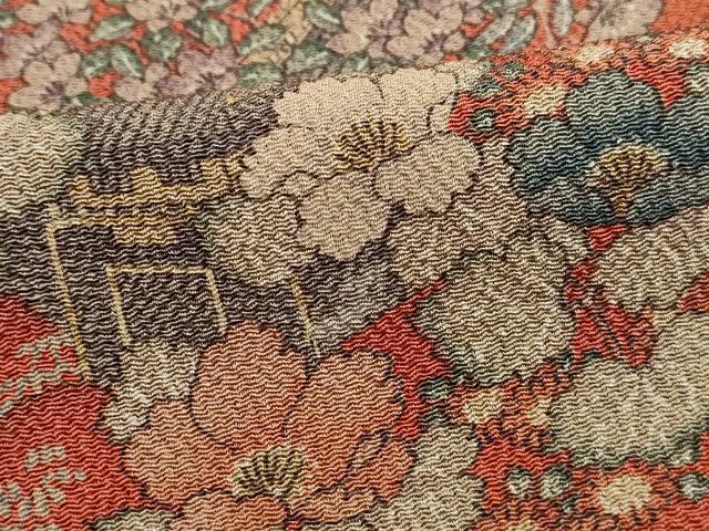平和屋着物■上質な小紋 風景花文 鬼しぼ縮緬 ロング丈 正絹 逸品 DABH1033qa