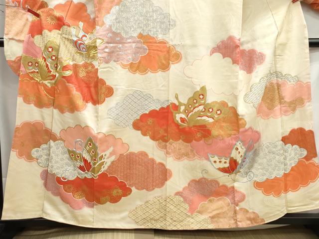 平和屋着物■豪華振袖 駒刺繍 雲取り花蝶文 金銀彩 正絹 逸品 DABH1035qa