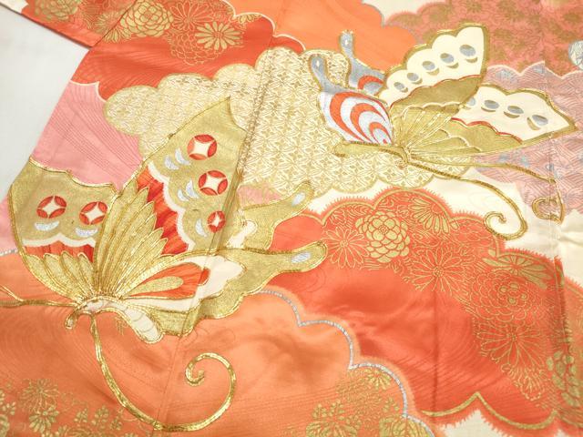 平和屋着物■豪華振袖 駒刺繍 雲取り花蝶文 金銀彩 正絹 逸品 DABH1035qa