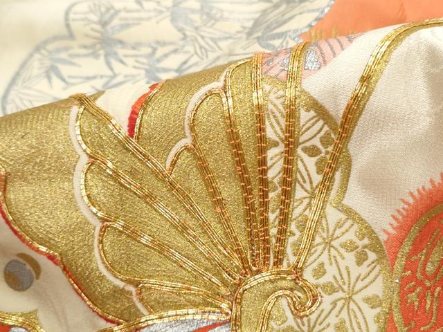 平和屋着物■豪華振袖 駒刺繍 雲取り花蝶文 金銀彩 正絹 逸品 DABH1035qa