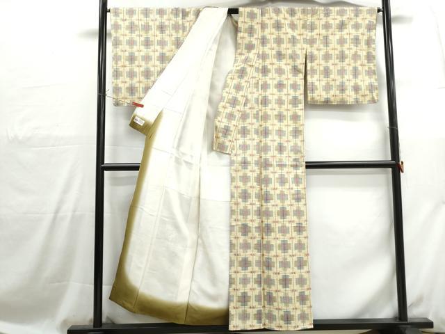 平和屋着物■上質な紬 格子文 やまと誂製 正絹 逸品 DABH1050qa