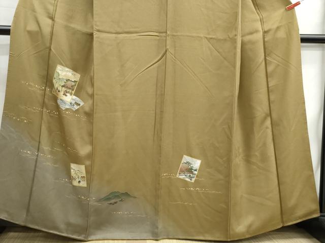 平和屋着物■訪問着 色紙風景花文 暈し染め 金銀彩 正絹 逸品 DABH1078qa