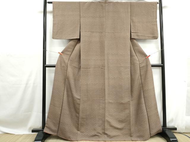 平和屋着物■上質な小紋 花菱文 お召縮緬 正絹 逸品 DABH1081qa