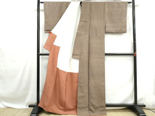 平和屋着物■上質な小紋 花菱文 お召縮緬 正絹 逸品 DABH1081qa