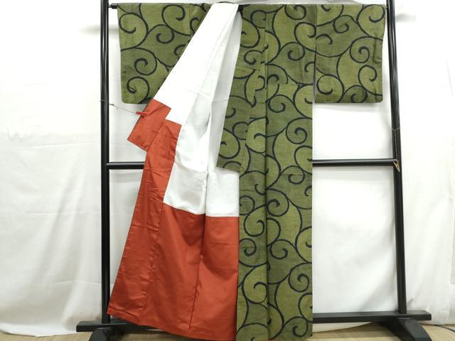 平和屋着物■上質な紬 唐草文 正絹 逸品 DABH1088qa
