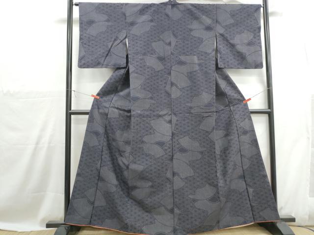平和屋着物■上質な紬 地紙麻の葉文 正絹 逸品 DABH1089qa