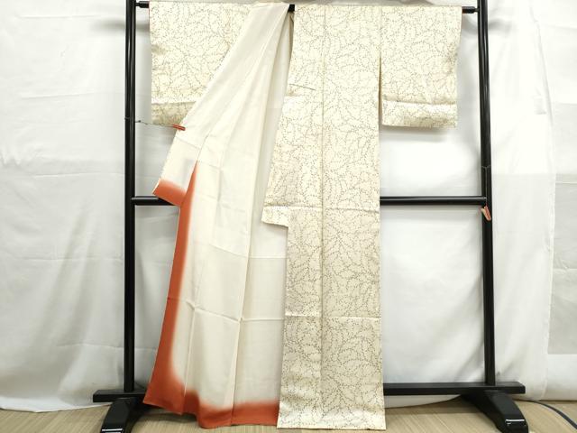 平和屋着物■上質な小紋 枝葉文 正絹 逸品 DABH1106qa