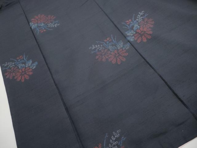 平和屋着物■上質な紬 100亀甲 草花文 正絹 逸品 DABH1109qa