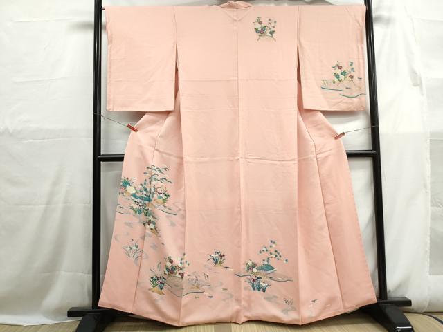 平和屋着物■訪問着 流水風景花文 正絹 逸品 DABH1118qa