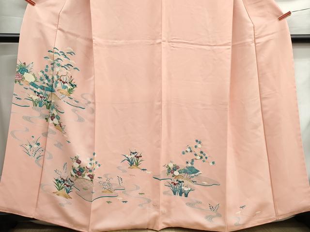 平和屋着物■訪問着 流水風景花文 正絹 逸品 DABH1118qa