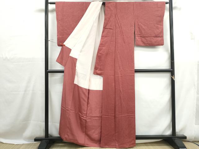 平和屋着物■上質な色無地 風景花地紋 蘇芳色 正絹 逸品 DABH1119qa
