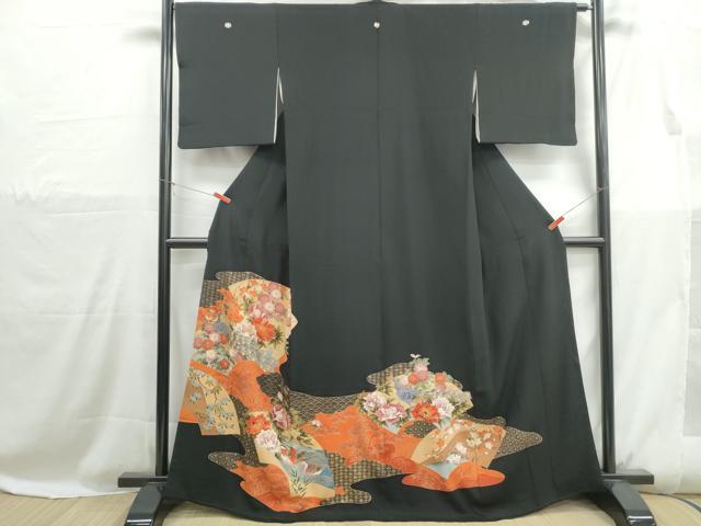 平和屋着物■豪華黒留袖 鴛鴦孔雀花文 金彩 正絹 逸品 DABH1123qa