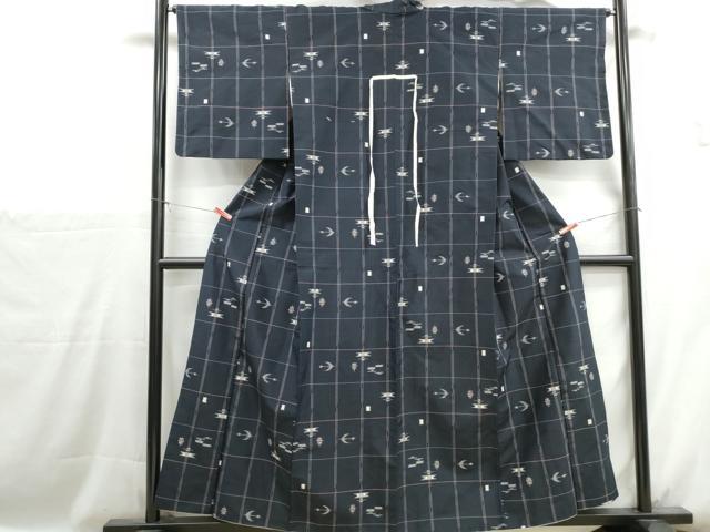 平和屋着物■上質な紬 絣文様 正絹 逸品 DABH1136qa