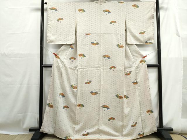 平和屋着物■上質な小紋 扇面花文 正絹 逸品 DABH1145qa