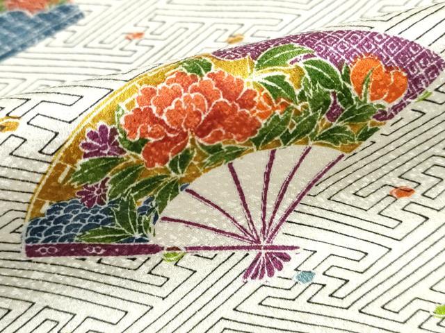 平和屋着物■上質な小紋 扇面花文 正絹 逸品 DABH1145qa