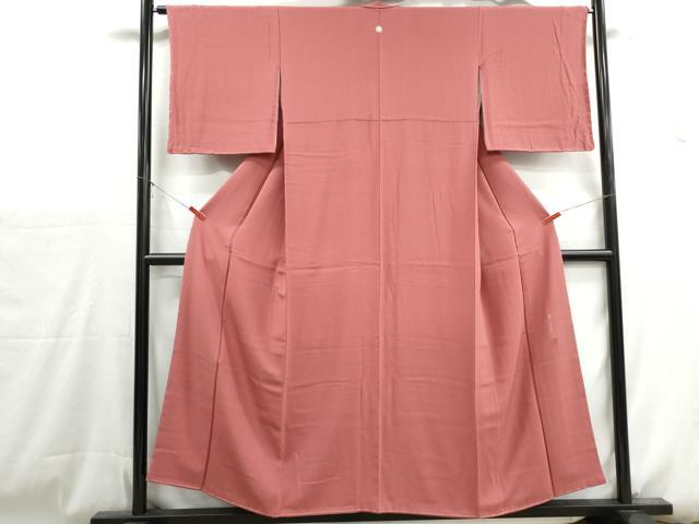 平和屋着物■上質な色無地 作家物 甚三紅色 正絹 逸品 DABH1149qa