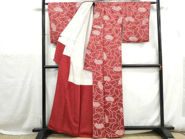 平和屋着物■上質な小紋 絞り 重ね地紙花文 正絹 逸品 DABH1161qa