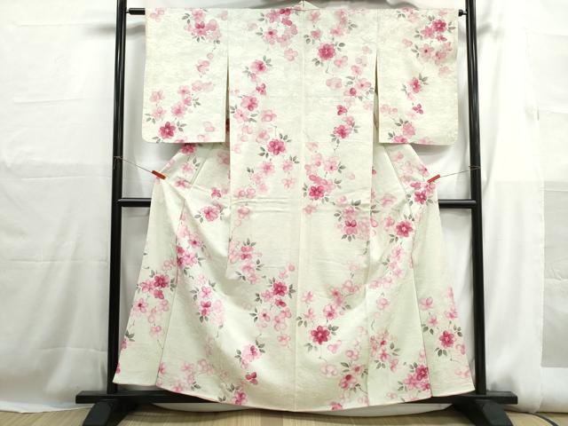 平和屋着物■上質な小紋 手描き 舞花文 正絹 逸品 DABH1173qa