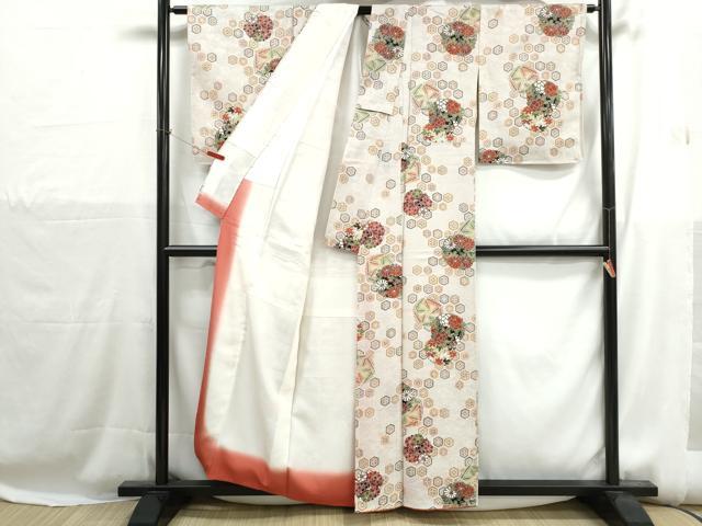 平和屋着物■上質な小紋 亀甲花文 正絹 逸品 DABH1177qa