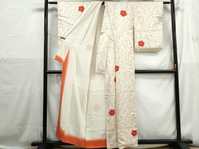 平和屋着物■上質な小紋 絞り 舞梅文 正絹 逸品 DABH1186qa