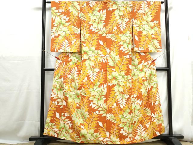 平和屋着物■上質な小紋 枝葉文 正絹 逸品 DABH1192qa